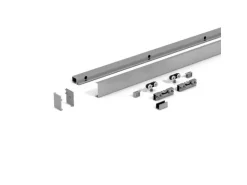 Levidor Glasschiebetür Komplettset 65 x 217,5 cm Klarglas Edelstahl mit Stangengriff und SoftClose