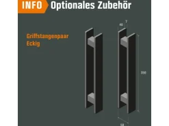 Loft+Mehr Griffstangenpaar Eckig zum Kleben Schwarz Matt