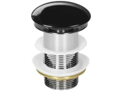 LuxeBath Ablaufgarnitur für Waschbecken ohne Überlauf Schwarz Glänzend