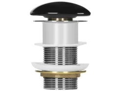 LuxeBath Ablaufgarnitur für Waschbecken ohne Überlauf Schwarz Glänzend