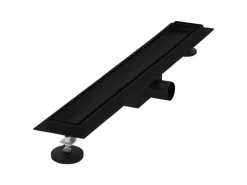 LuxeBath Duschrinne 60 cm 2in1 Befliesbar Extra Flach Edelstahl Schwarz