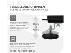 LuxeBath Duschrinne 60 cm 2in1 Befliesbar Extra Flach Edelstahl Schwarz