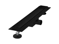 LuxeBath Duschrinne 50 cm 2in1 Befliesbar Extra Flach Schwarz Doppelseitige