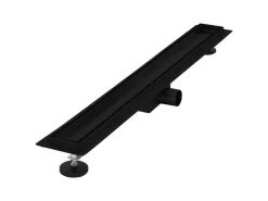 LuxeBath Duschrinne 80 cm 2in1 Befliesbar Extra Flach Edelstahl Schwarz