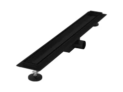 LuxeBath Duschrinne 70cm 2in1 Befliesbar Extra Flach Edelstahl Schwarz