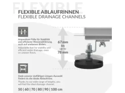 LuxeBath Duschrinne 70cm 2in1 Befliesbar Extra Flach Silber Doppelseitige