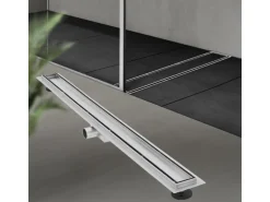 LuxeBath Duschrinne 100cm 2in1 Befliesbar Extra Flach Edelstahl Silber