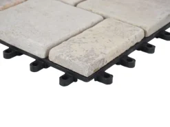 MCW Steinfliese K70 Bodenfliese Steckfliese Balkon/Terrasse Naturstein 11x Je 30x30cm - 1m² Weiß