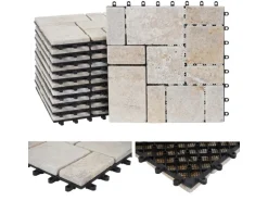 MCW Steinfliese K70 Bodenfliese Steckfliese Balkon/Terrasse Naturstein 11x Je 30x30cm - 1m² Weiß