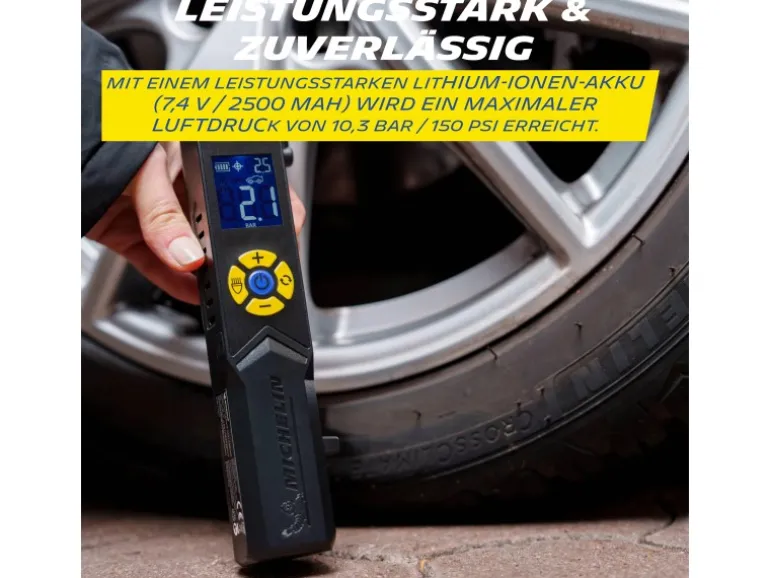Michelin Akku Kompressor Mini 10 Bar Digital LCD LED 7,4V 2500mAh