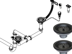 Miló Röhrensiphon-Set für Doppelbecken mit Exzenter Mattschwarz Ø 114 mm