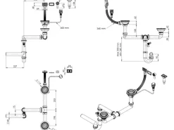 Miló Röhrensiphon-Set für Doppelbecken mit Exzenter Mattschwarz Ø 114 mm