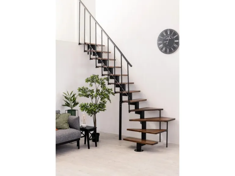 Minka Mittelholmtreppe Comfort Top Turn Walnuss Schwarz Raumhöhe bis 312 cm