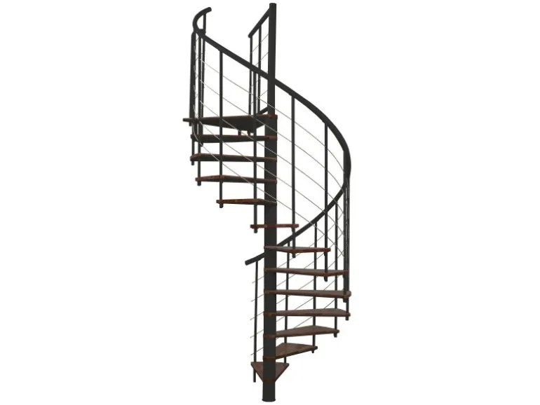 Minka Spindeltreppe Fusion Ø 120 cm Walnuss Raumhöhe bis 295 cm