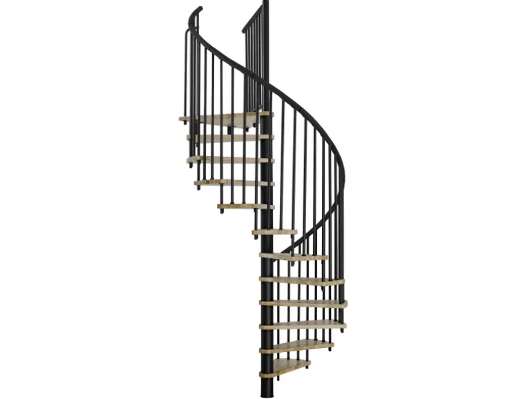 Minka Spindeltreppe Spiral Effect Ø 160 cm Eiche Schwarz Raumhöhe bis 305 cm