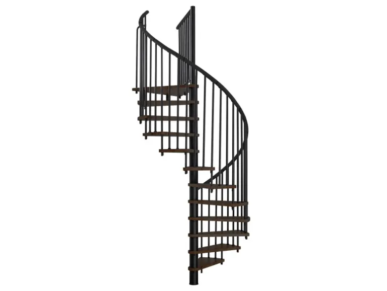 Minka Spindeltreppe Spiral Effect Ø 160 cm Walnuss Schwarz Raumhöhe bis 305 cm