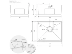 ML-Design Spülbecken Edelstahl 50x40 cm Anthrazit Eckig 1 Becken mit Siphon