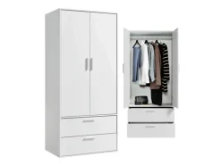 mokebo Kleiderschrank Der Kleiderheld 2 türig und mit zwei durchlaufenden Schubladen