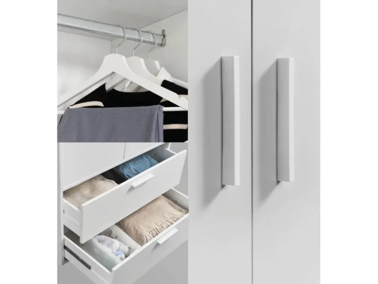 mokebo Kleiderschrank Der Kleiderheld 2 türig und mit zwei durchlaufenden Schubladen