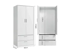 mokebo Kleiderschrank Der Kleiderheld 2 türig und mit zwei durchlaufenden Schubladen