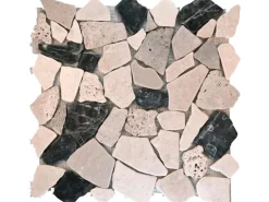 Mosaikmatte Polygonal Biancone Travertino Marron 30 cm x 30 cm