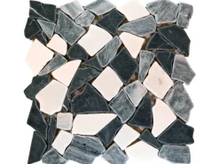Mosaikmatte Polygonal Schwarz Grau Weiß 30 cm x 30 cm
