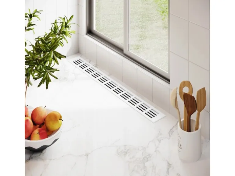 MS Beschläge Lüftungsgitter 60 x 300 mm Weiß RAL 9016