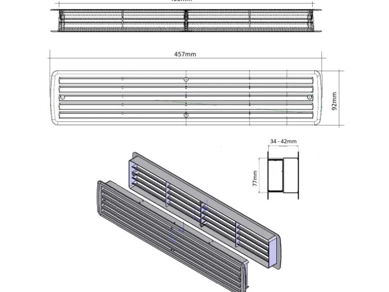 MS Beschläge Türgitter Messing Lüftungsgitter Kunststoff Raumbelüftung