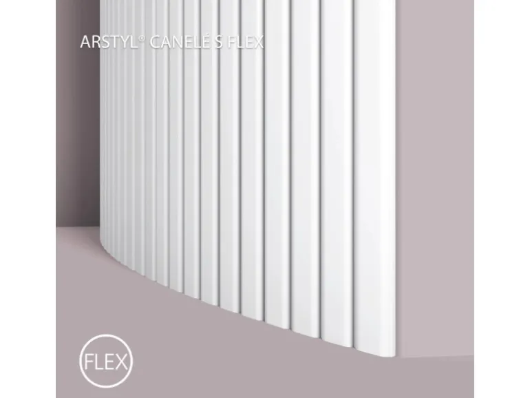 NOEL & MARQUET NMC CANELÉ S FLEX ARSTYL Flexibles Wandpaneel Akustikpaneel 2 m 200 cm x 1,45 cm x 30 cm Weiß