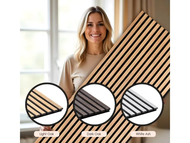 NOEL & MARQUET NMC SELITSTYLE 3D Akustikpanel Lamellenwand Holzoptik Eiche hell 240 x 56,5 cm 2400 mm x 565 mm x 19 mm 1,356 m2 Beige