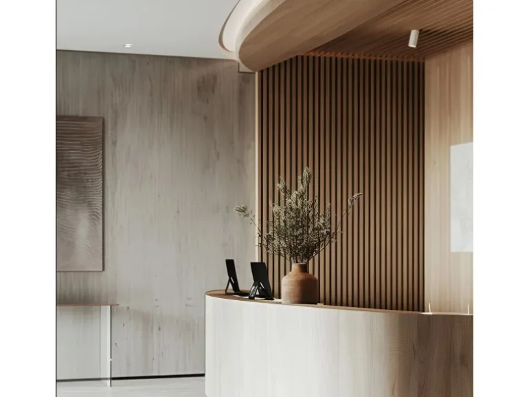 NOEL & MARQUET NMC SELITSTYLE 3D Akustikpanel Lamellenwand Holzoptik Eiche hell 240 x 56,5 cm 2400 mm x 565 mm x 19 mm 1,356 m2 Beige