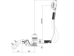 Ottofond Ab- u. Überlaufgarnitur für Badewannen Schwarz-Matt