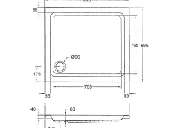 Ottofond Duschwanne Samos Quadrat 90 cm x 90 cm Weiß