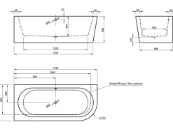 Ottofond Eck-Badewanne Modena Corner rechts 178 cm Weiß