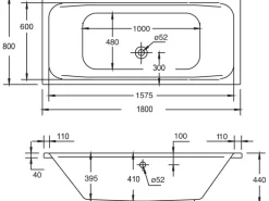 Ottofond Körperform-Badewanne Malta 180 cm Weiß