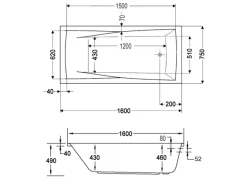 Ottofond Whirlpool Atlanta Premium 160 cm x 75 cm Weiß