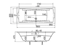Ottofond Whirlpool Atlanta Duo Premium 190 cm x 80 cm Weiß