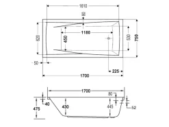 Ottofond Whirlpool Atlanta Premium 170 cm x 75 cm Weiß
