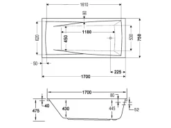 Ottofond Whirlpool Atlanta Exklusiv 170 cm x 75 cm Weiß