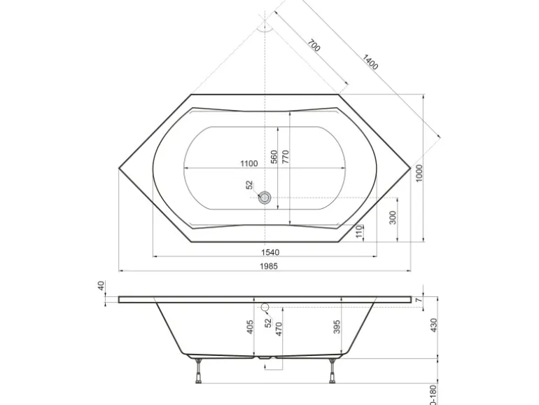 Ottofond Whirlpool Corsica Premium 200 cm x 100 cm Weiß