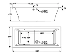 Ottofond Whirlpool Cubic Exklusiv 180 cm x 80 cm Weiß