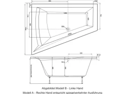 Ottofond Whirlpool Galia II Typ B 175 cm x 135 cm Weiß