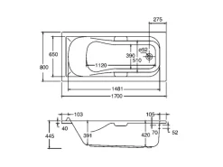 Ottofond Whirlpool Korfu Premium 170 cm x 80 cm Weiß