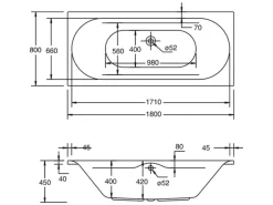 Ottofond Whirlpool Madera Premium 180 cm x 80 cm Weiß
