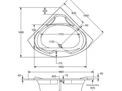 Ottofond Whirlpool Madras Exklusiv 145 cm Weiß