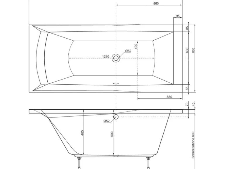Ottofond Whirlpool Porta Exklusiv 180 cm x 80 cm Weiß