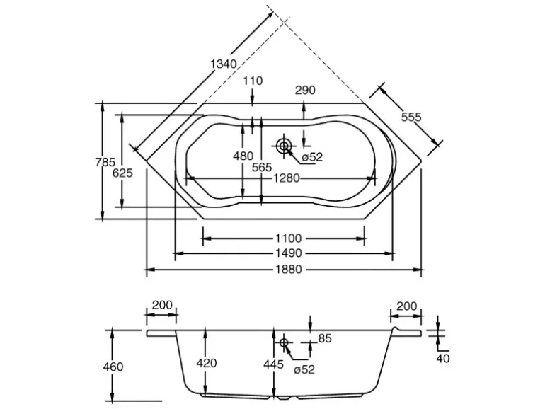 Ottofond Whirlpool Ravenna Exklusiv 190 cm x 80 cm Weiß