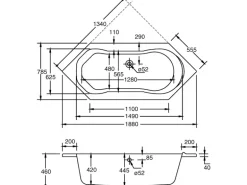 Ottofond Whirlpool Ravenna Premium 190 cm x 80 cm Weiß
