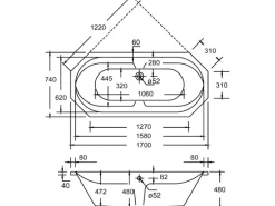 Ottofond Whirlpool Sicilia Premium 170 cm x 75 cm Weiß
