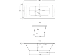 Ottofond Whirlpool-Komplettset Rosa 190x90 cm Weiß mit Wannenrandarmatur S2000